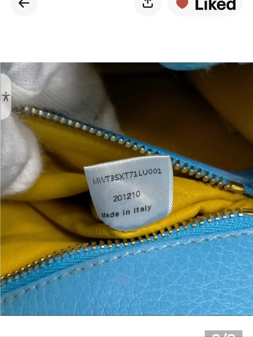 MCM Sky Blue Leather Satchel